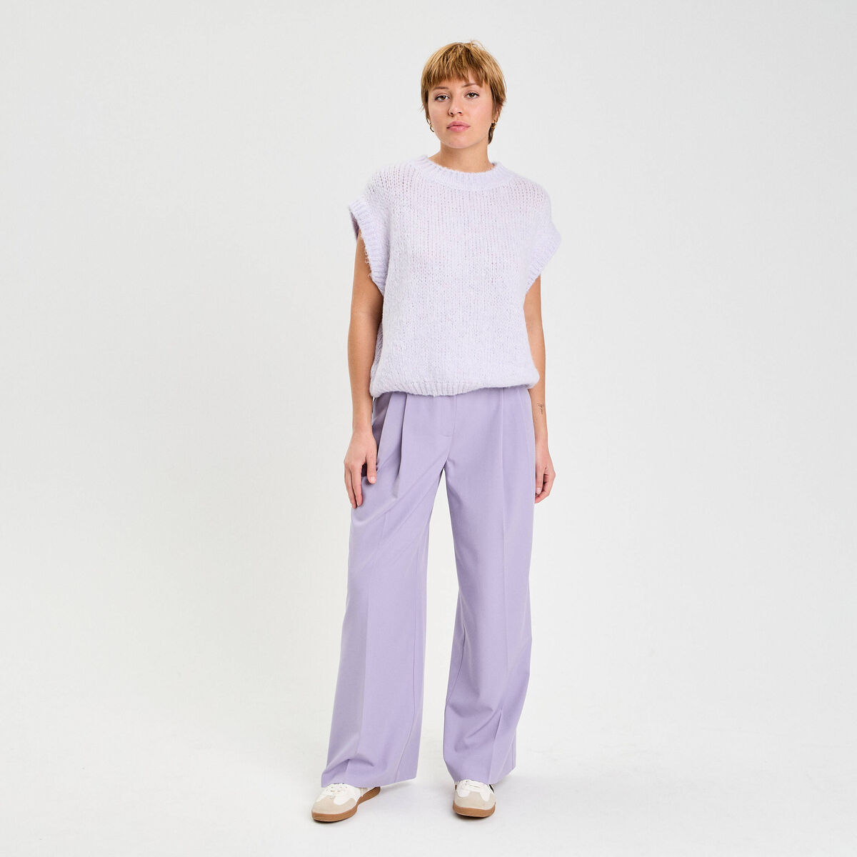 Pantalon large &agrave; pinces parme femme