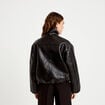 Veste oversize cropped similicuir noir femme