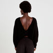 Pull col rond manches longues noir femme