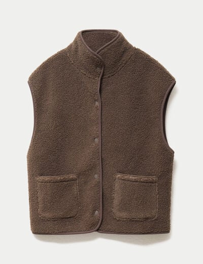 Veste sans manches effet polaire taupe femme