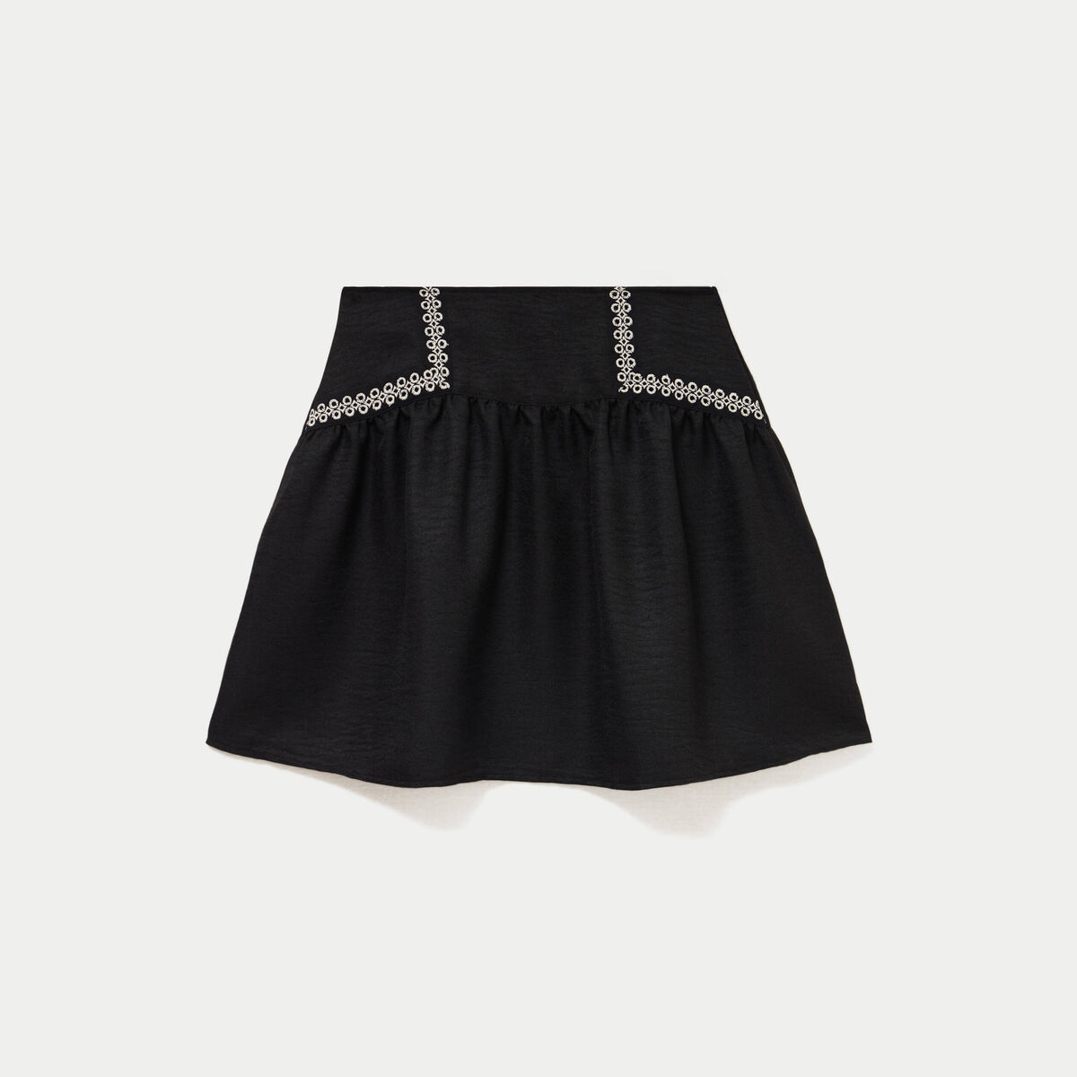 Jupe courte &eacute;vas&eacute;e taille haute noir femme