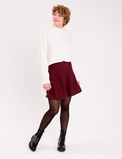 Jupe &eacute;vas&eacute;e en maille bordeaux femme