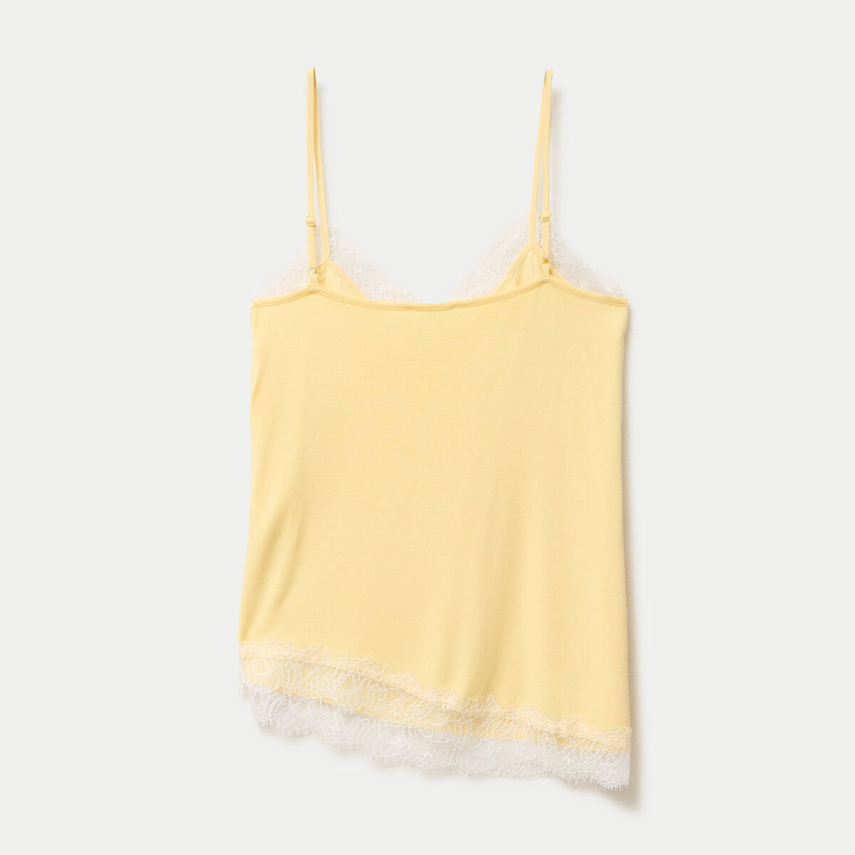 D&eacute;bardeur ajust&eacute; d&eacute;collet&eacute; dentelle jaune clair femme