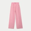 Pantalon large taille haute rouge femme