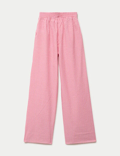 Pantalon large taille haute rouge femme