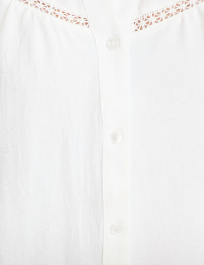 Blouse ajour&eacute;e col v manches longues ecru femme