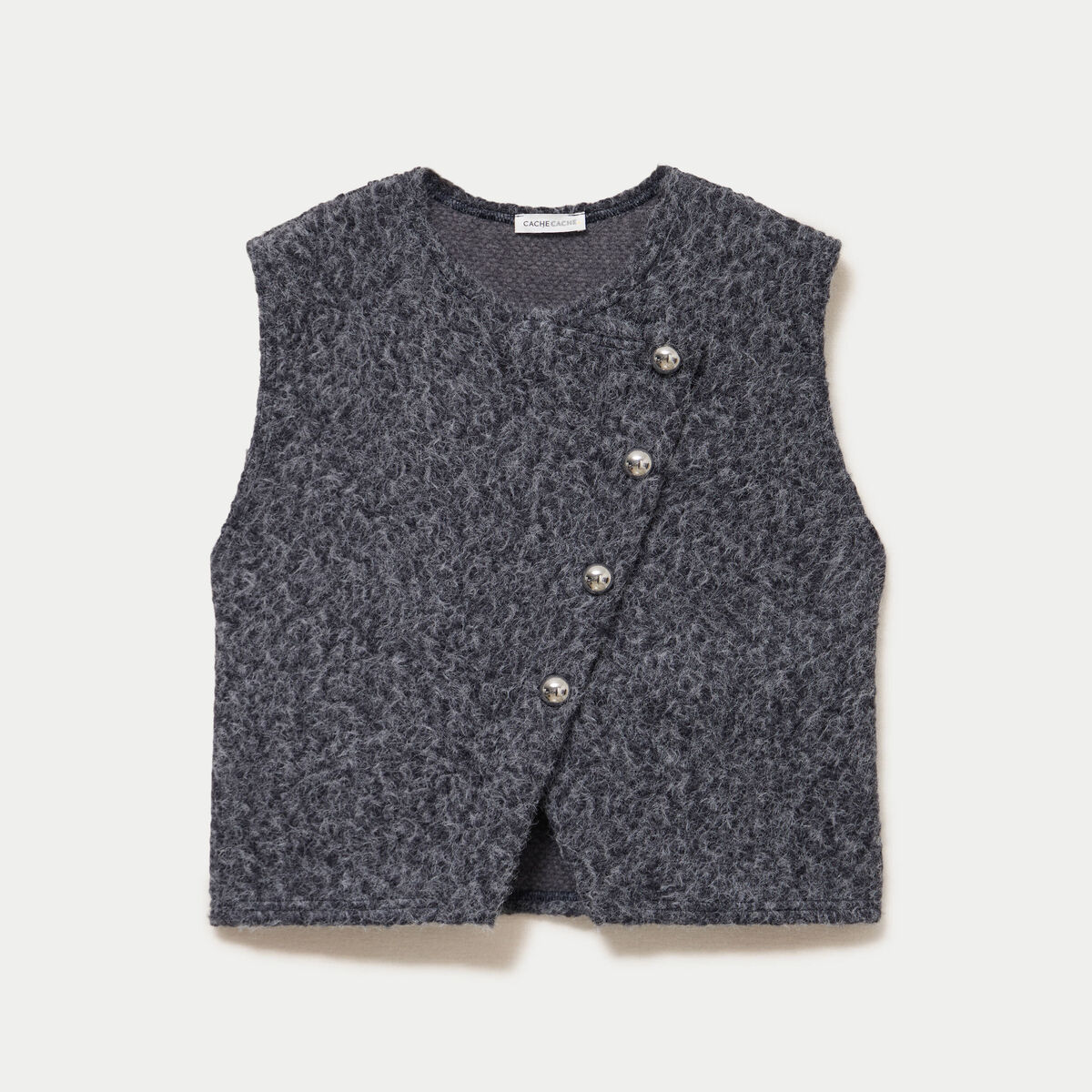 Gilet sans manches gris fonc&eacute; femme