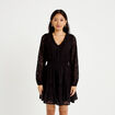 Robe courte &eacute;vas&eacute;e en dentelle col v noir femme