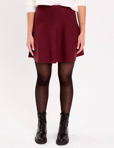 Jupe &eacute;vas&eacute;e en maille bordeaux femme