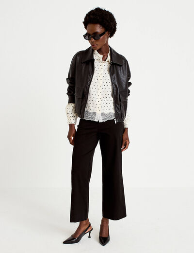 Pantalon bootcut taille haute noir femme
