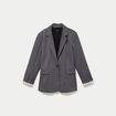 Blazer cintr&eacute; manches longues gris fonc&eacute; femme