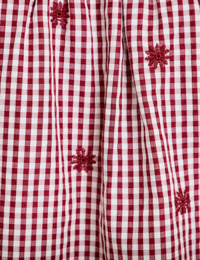 Blouse vichy brod&eacute;e rouge femme