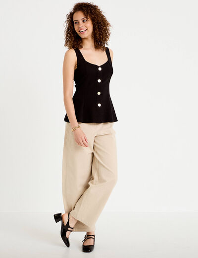 D&eacute;bardeur p&eacute;plum cintr&eacute; col coeur noir femme