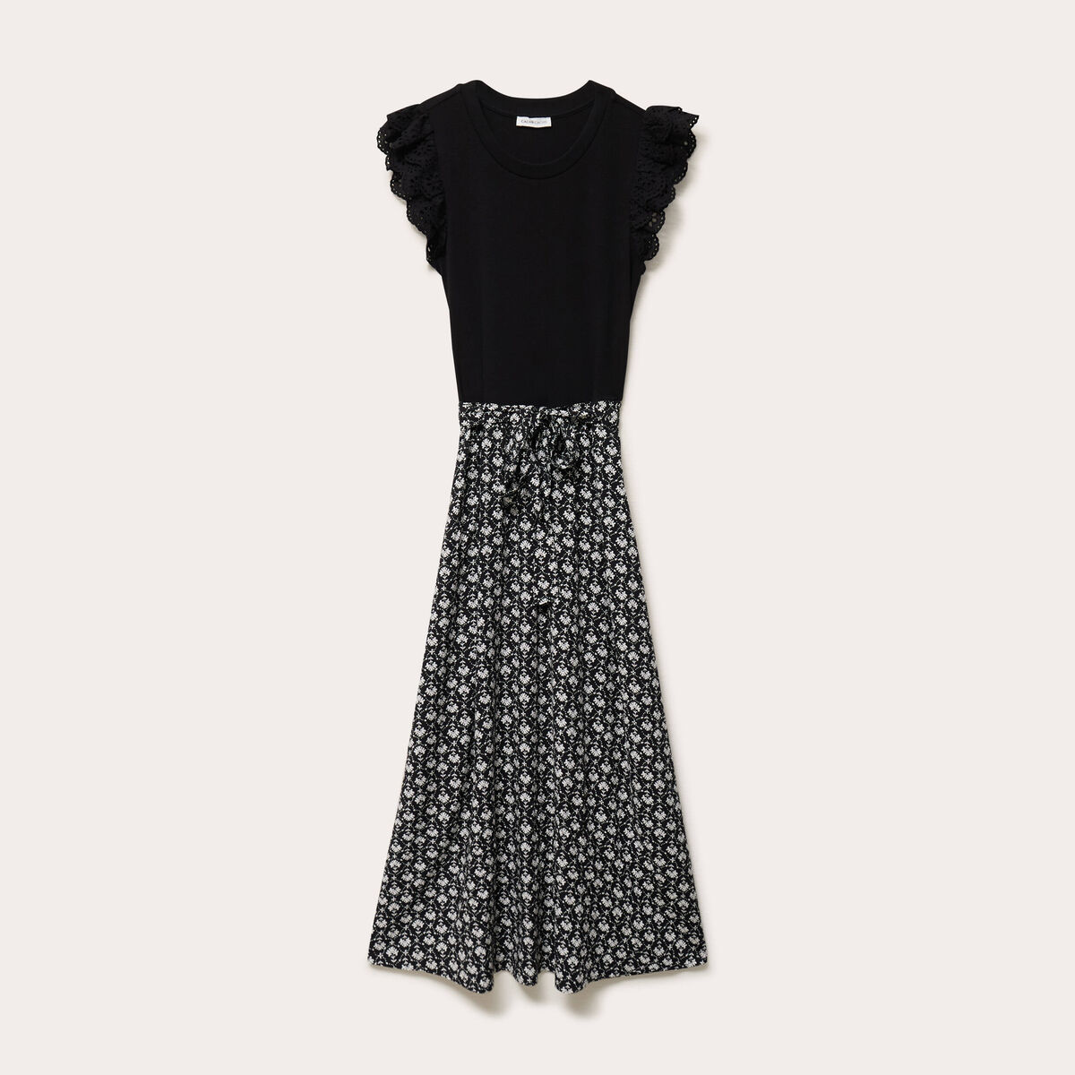 Robe bi-mati&egrave;re cintr&eacute;e noir femme