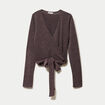 Cache-coeur droit manches longues marron clair femme