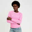 Pull torsad&eacute; rose femme