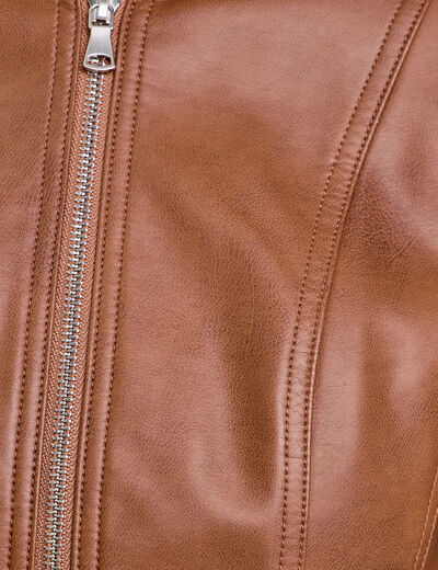 Veste droite zipp&eacute;e beige femme