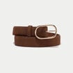 Ceinture fine aspect daim camel femme