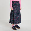 Jupe &eacute;vas&eacute;e longueur 3/4 bleu marine femme