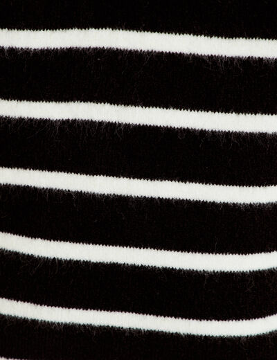 Robe pull droite manches longues 3/4 noir femme