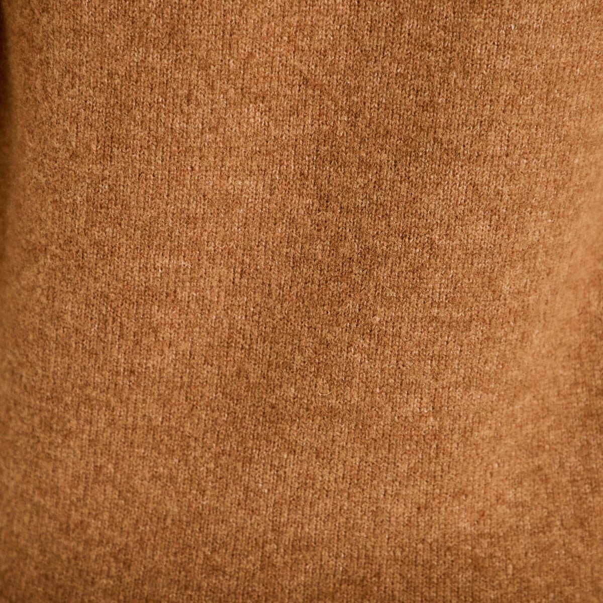 Robe pull ajust&eacute;e col rond dentelle camel femme