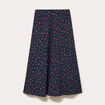 Jupe &eacute;vas&eacute;e longueur 3/4 bleu marine femme