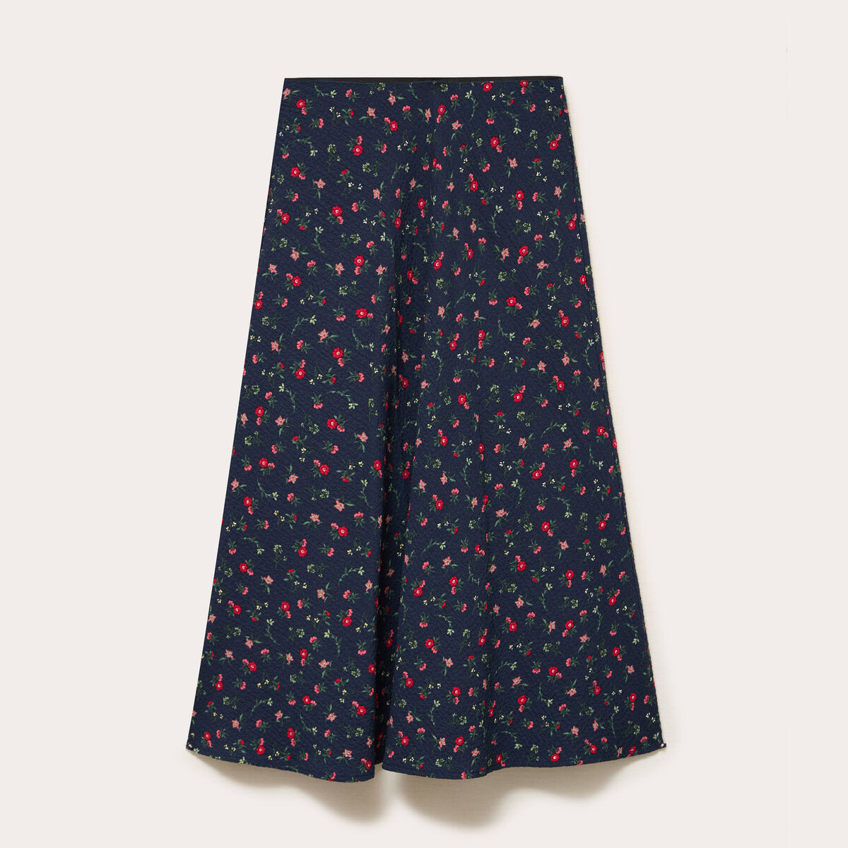 Jupe &eacute;vas&eacute;e longueur 3/4 bleu marine femme