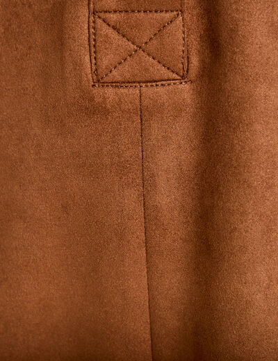 Robe droite 3/4 manches courtes daim marron femme