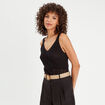 D&eacute;bardeur tricot col en V noir femme