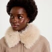 Veste droite cropped col tailleur taupe femme