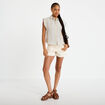 Short en jean avec broderie ecru femme
