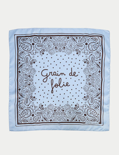 Foulard satin&eacute; soyeux bleu ciel femme