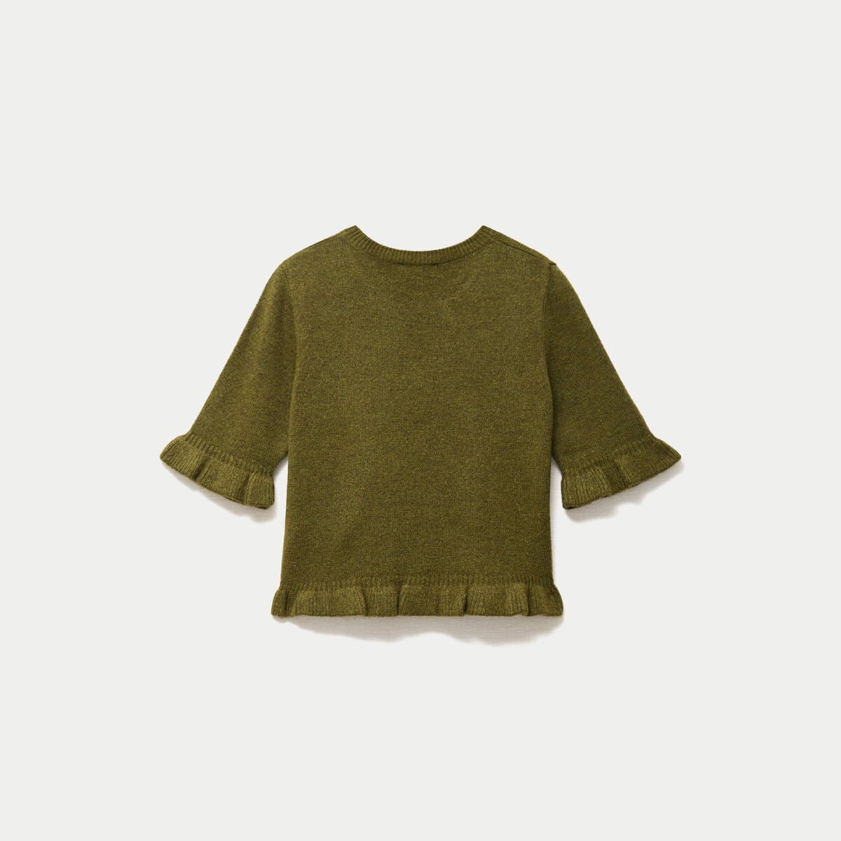 Pull col rond manches courtes vert fonc&eacute; femme