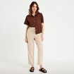 Pantalon large 7/8&egrave;me taille haute sable femme