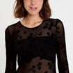 T-shirt ajust&eacute; manches longues noir femme