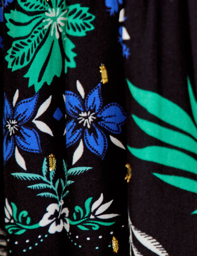 Robe &eacute;vas&eacute;e 3/4 col v bretelles fines noir femme