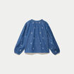 Blouse ample manches longues en jean blanc femme