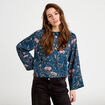 Blouse manches longues encolure bateau bleu p&eacute;trole femme