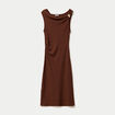 Robe midi droite sans manches en maille marron femme