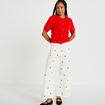Pantalon wide leg taille haute velours blanc femme