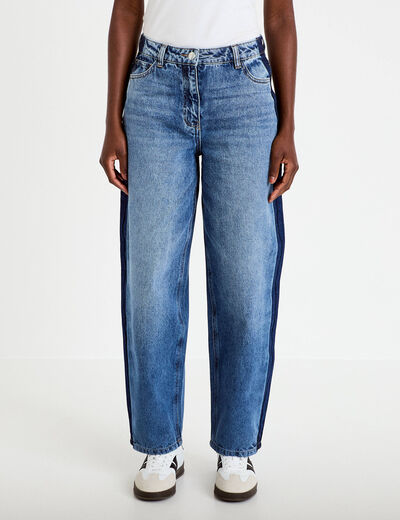 Jean mom cropped denim double stone femme