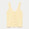D&eacute;bardeur ajour&eacute; aspect dentelle col v jaune pastel femme