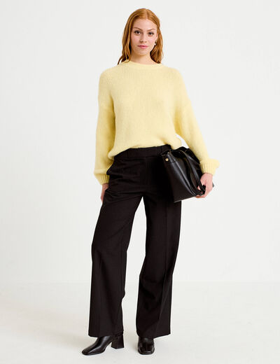 Pull manches longues jaune pastel femme