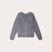 Gilet boutonn&eacute; avec col en V gris fonc&eacute; femme
