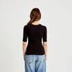T-shirt ajust&eacute; col rond manches courtes noir femme