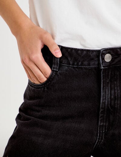Jean barrel taille haute denim noir femme