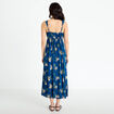 Robe longue &eacute;vas&eacute;e col coeur Bridgerton bleu fonc&eacute; femme
