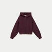 Sweat &agrave; capuche bas resserr&eacute; violet fonc&eacute; femme