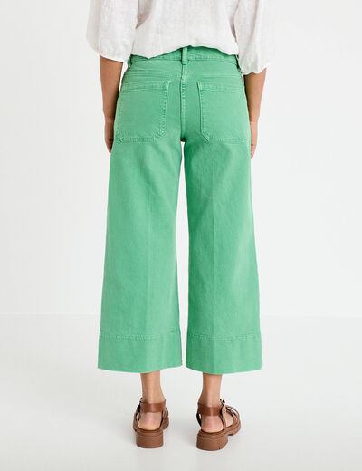 Pantalon bootcut 3/4 taille haute vert femme