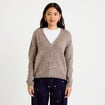 Gilet boutonn&eacute; avec col en V taupe femme